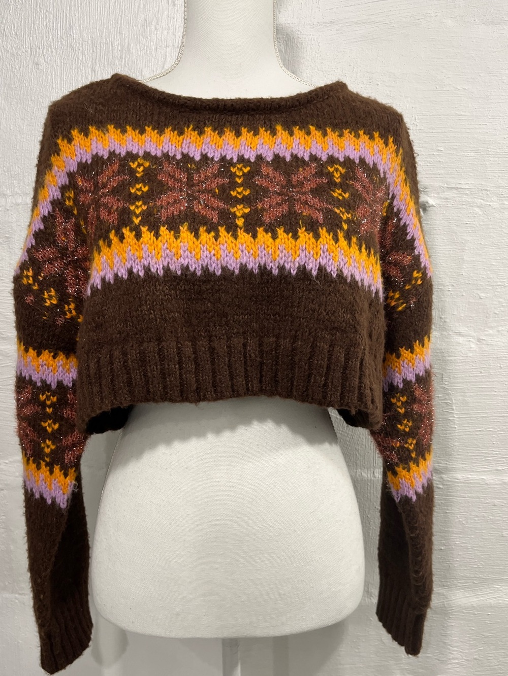 URBAN OUTFITTERS TURNER CROPPED FAIRISLE SWEATER Y2K INSPIRED